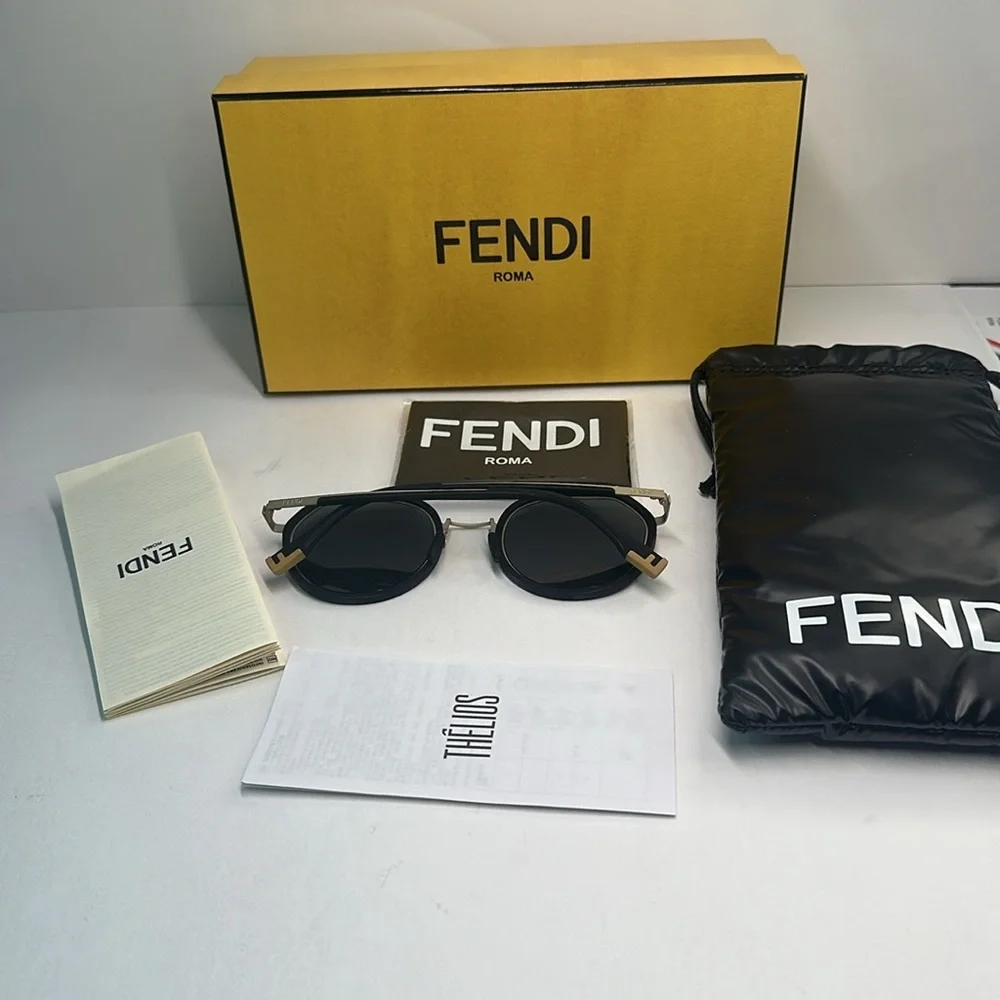 New Authentic Fendi Pattern Pilot Men's Sunglasses FE40040U 02C 51.